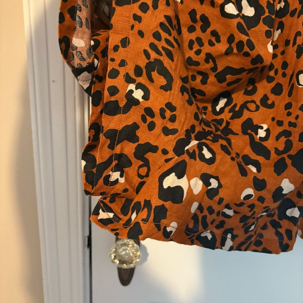Anthropologie Somerset Romper Linen Leopard Print Shorts - Small - Picture 5 of 6